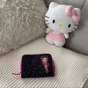 betty boop mini zip wallet - hot pink & black